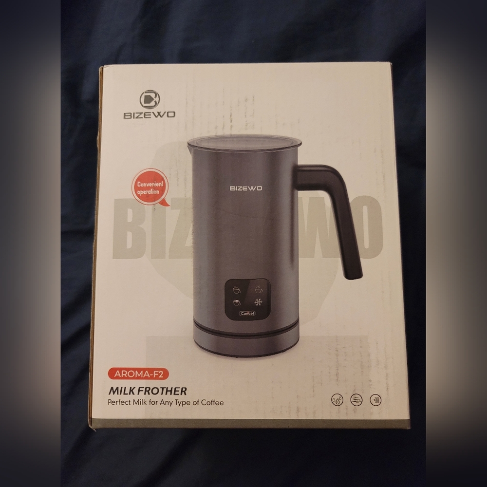 New Bizewo Milk Frother, 4 IN 1 Electric Milk Frother & Steamer in Blue!